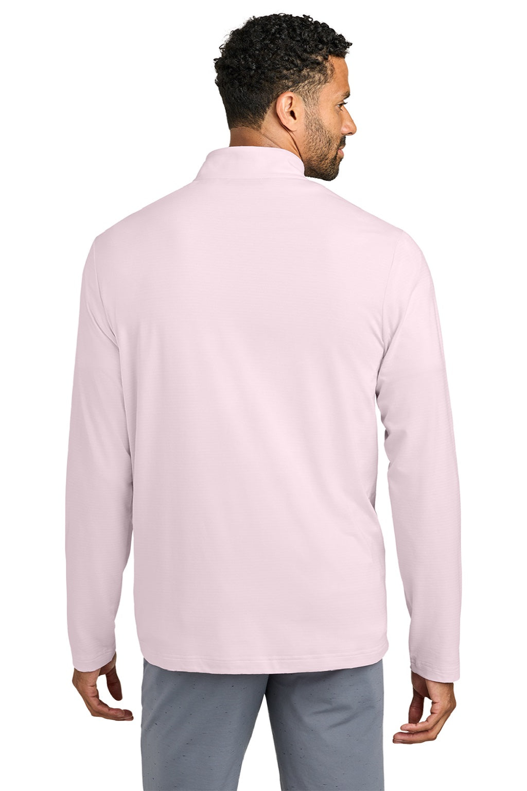TravisMathew TM1MW452 Mens Crestview 1/4 Zip Sweatshirt Stone Pink Model Back