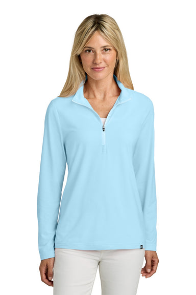TravisMathew TM1WW003 Womens Crestview 1/4 Zip Sweatshirt Dream Blue Model Front