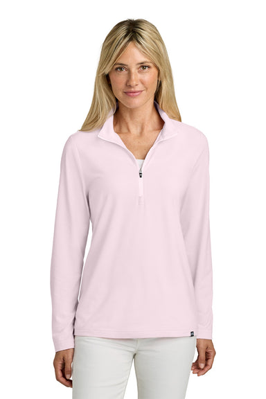 TravisMathew TM1WW003 Womens Crestview 1/4 Zip Sweatshirt Stone Pink Model Front