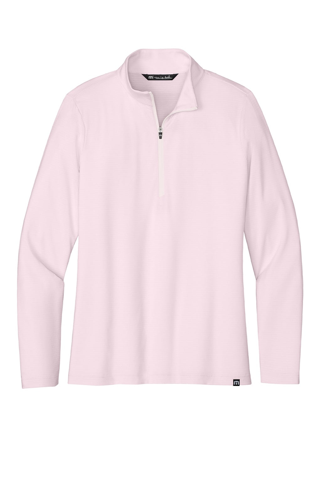 TravisMathew TM1WW003 Womens Crestview 1/4 Zip Sweatshirt Stone Pink Flat Front