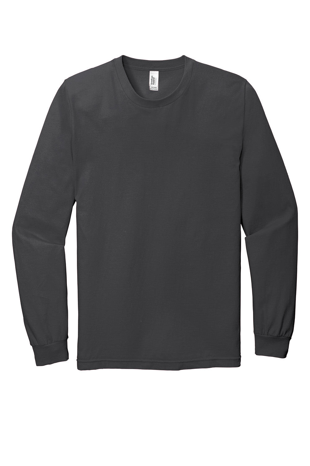 American Apparel 2007 Mens Fine Jersey Long Sleeve Crewneck T-Shirt Asphalt Grey Flat Front