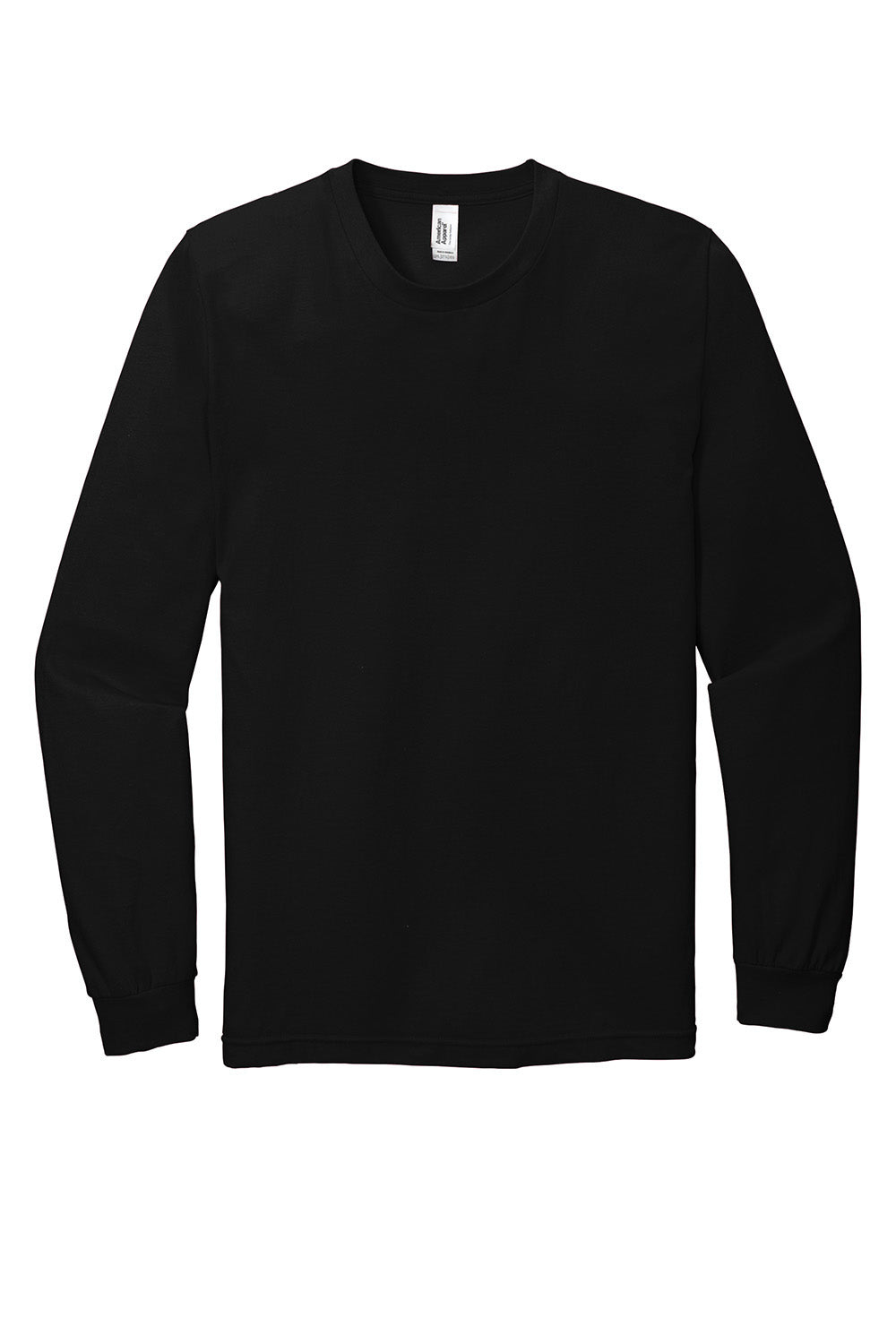 American Apparel 2007 Mens Fine Jersey Long Sleeve Crewneck T-Shirt Black Flat Front