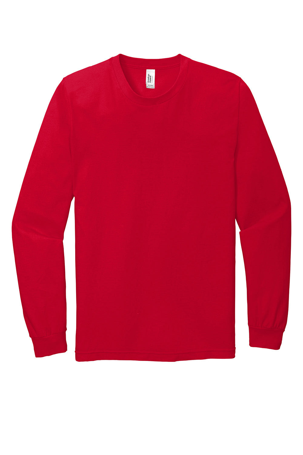 American Apparel 2007 Mens Fine Jersey Long Sleeve Crewneck T-Shirt Red Flat Front