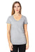 Threadfast Apparel 200RV Womens Ultimate Short Sleeve V-Neck T-Shirt Heather Grey Model Front