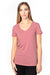 Threadfast Apparel 200RV Womens Ultimate Short Sleeve V-Neck T-Shirt Heather Maroon Model Front