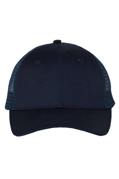 Valucap Hats VC400 Mens Mesh Back Twill Snapback Trucker Hat Navy Blue Flat Front