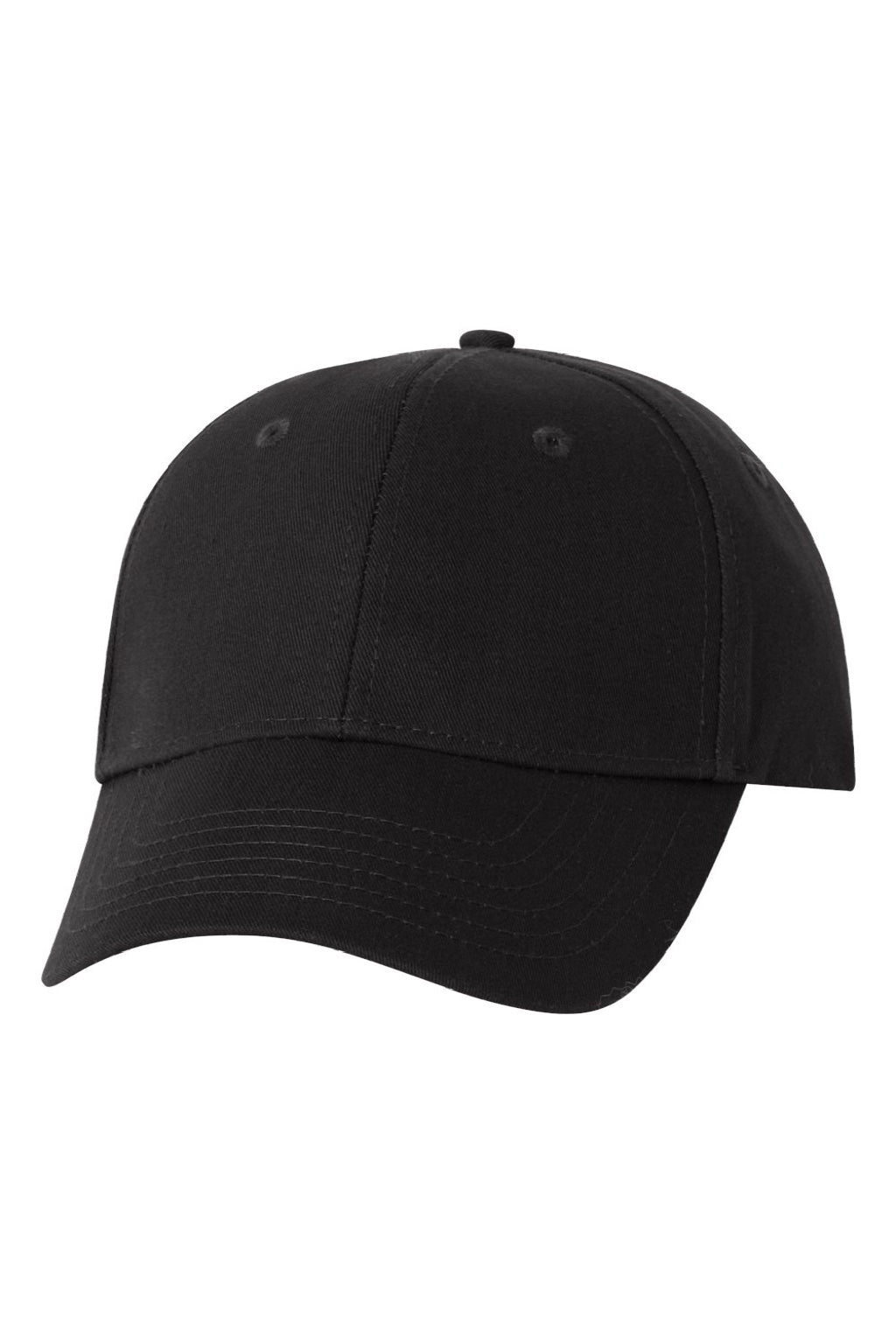 Valucap Hats VC600 Mens Chino Adjustable Hat Black Flat Front