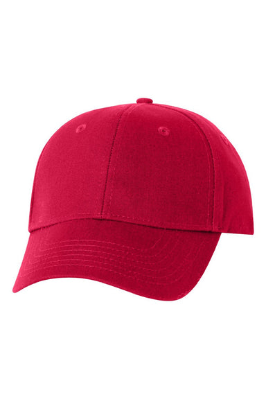 Valucap Hats VC600 Mens Chino Adjustable Hat Red Flat Front