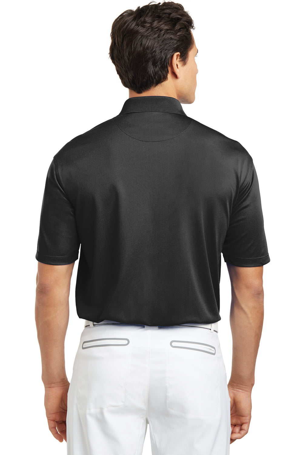 Nike 203690 Mens Tech Basic Dri-Fit Moisture Wicking Short Sleeve Polo Shirt Black Model Back