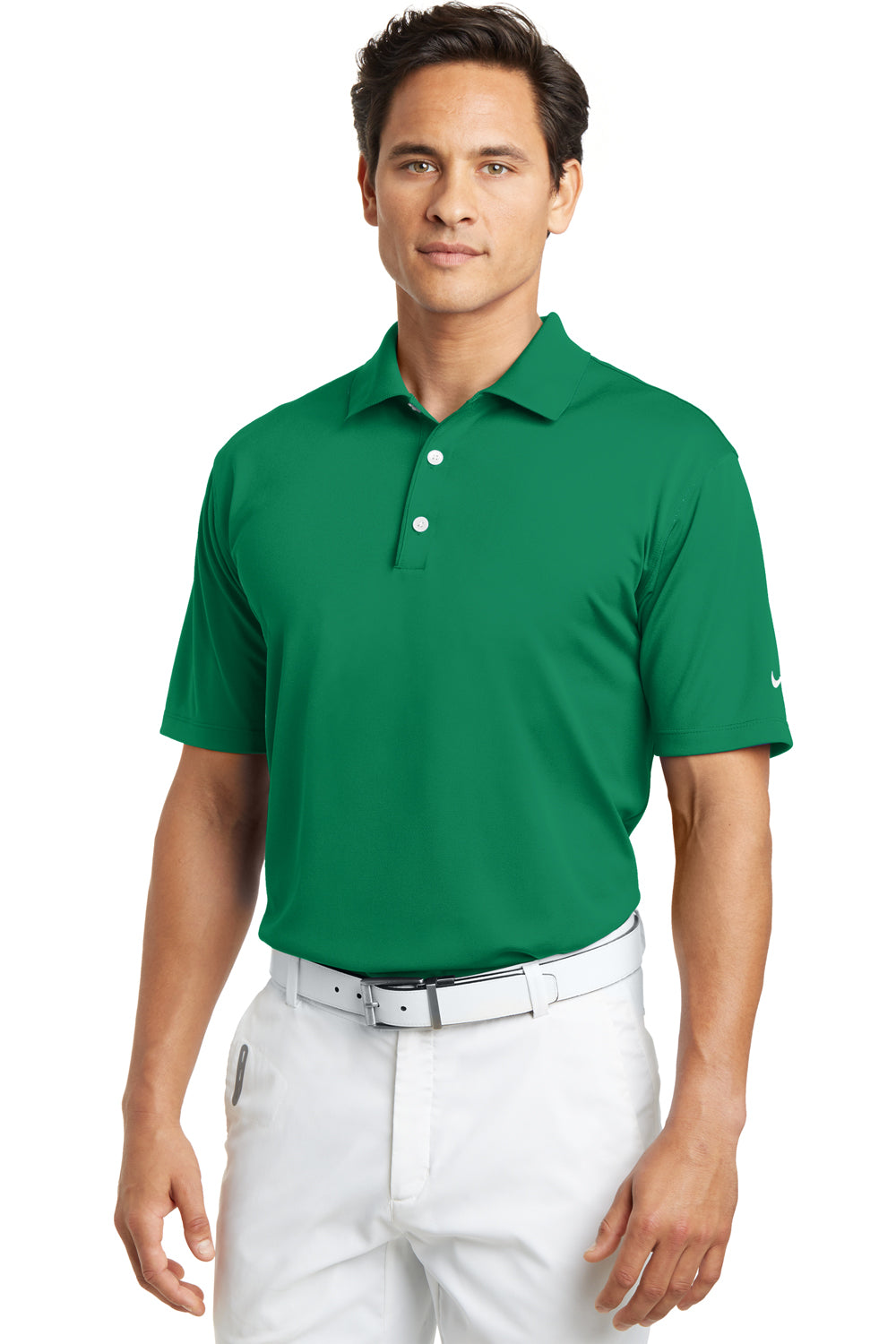 Nike 203690 Mens Tech Basic Dri-Fit Moisture Wicking Short Sleeve Polo Shirt Lucky Green Model Front