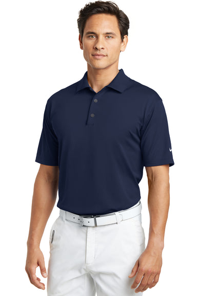 Nike 203690 Mens Tech Basic Dri-Fit Moisture Wicking Short Sleeve Polo Shirt Midnight Navy Blue Model Front