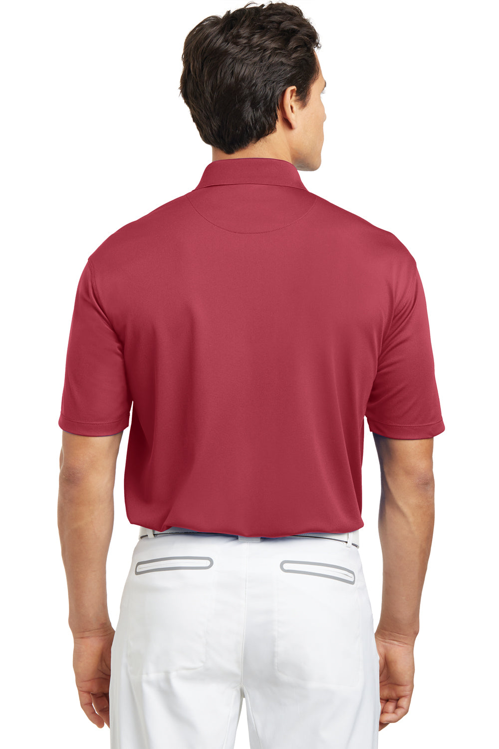 Nike 203690 Mens Tech Basic Dri-Fit Moisture Wicking Short Sleeve Polo Shirt Pro Red Model Back