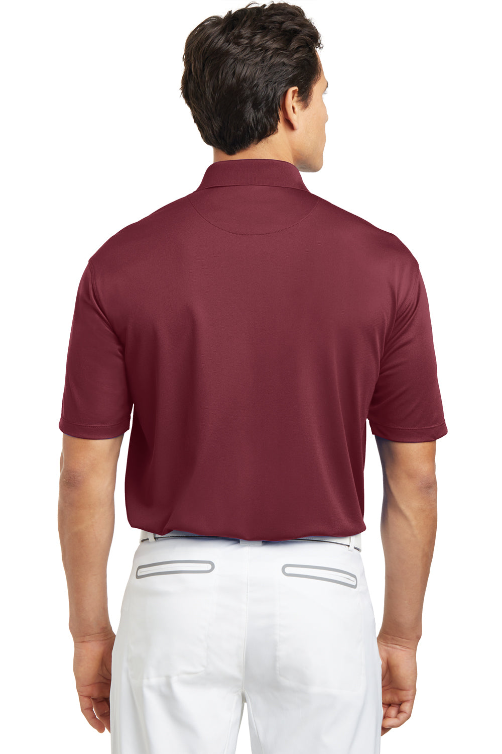Nike 203690 Mens Tech Basic Dri-Fit Moisture Wicking Short Sleeve Polo Shirt Team Red Model Back
