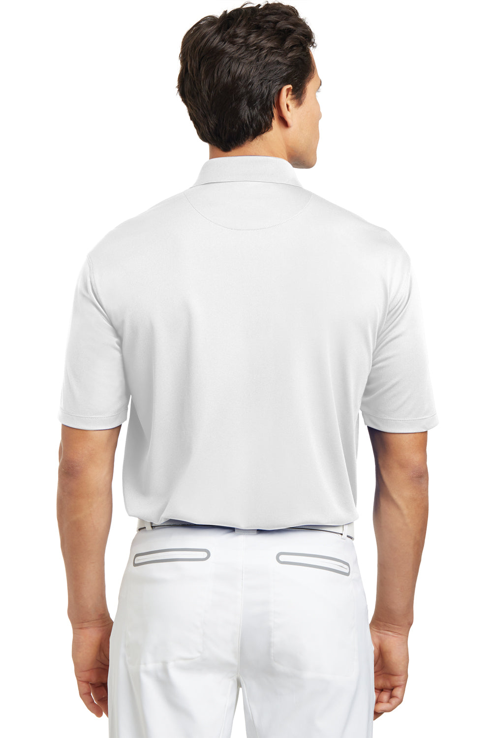 Nike 203690 Mens Tech Basic Dri-Fit Moisture Wicking Short Sleeve Polo Shirt White Model Back