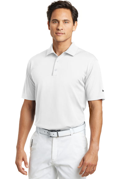 Nike 203690 Mens Tech Basic Dri-Fit Moisture Wicking Short Sleeve Polo Shirt White Model Front