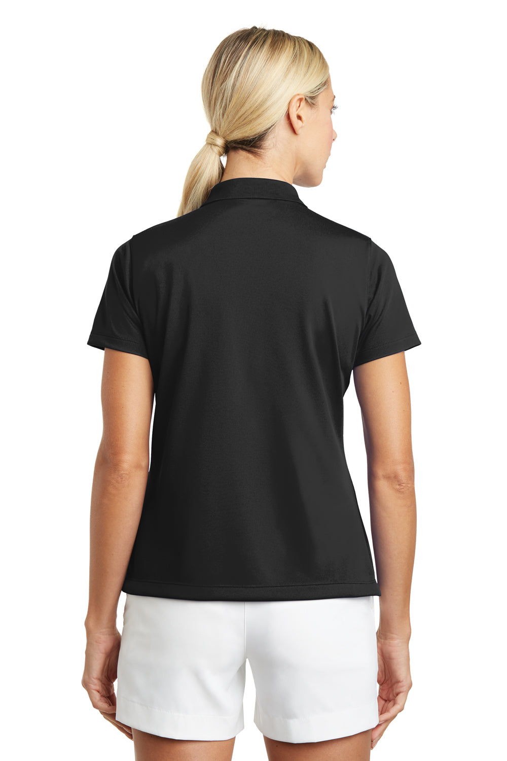 Nike 203697 Womens Tech Basic Dri-Fit Moisture Wicking Short Sleeve Polo Shirt Black Model Back
