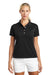 Nike 203697 Womens Tech Basic Dri-Fit Moisture Wicking Short Sleeve Polo Shirt Black Model Front