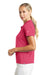 Nike 203697 Womens Tech Basic Dri-Fit Moisture Wicking Short Sleeve Polo Shirt Flamingo Pink Model Side