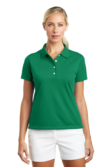 Nike 203697 Womens Tech Basic Dri-Fit Moisture Wicking Short Sleeve Polo Shirt Lucky Green Model Front