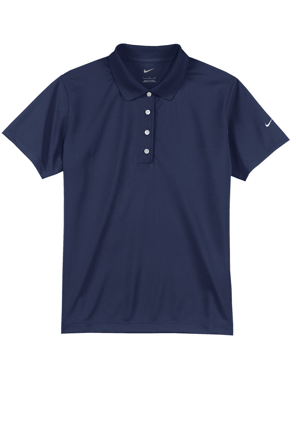 Nike 203697 Womens Tech Basic Dri-Fit Moisture Wicking Short Sleeve Polo Shirt Midnight Navy Blue Flat Front