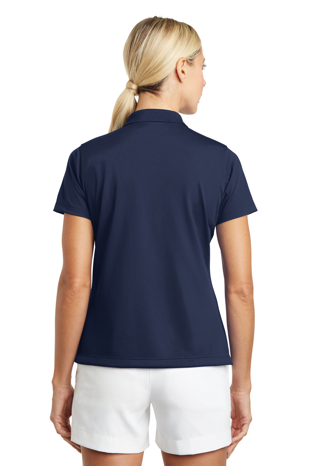 Nike 203697 Womens Tech Basic Dri-Fit Moisture Wicking Short Sleeve Polo Shirt Midnight Navy Blue Model Back