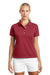 Nike 203697 Womens Tech Basic Dri-Fit Moisture Wicking Short Sleeve Polo Shirt Pro Red Model Front