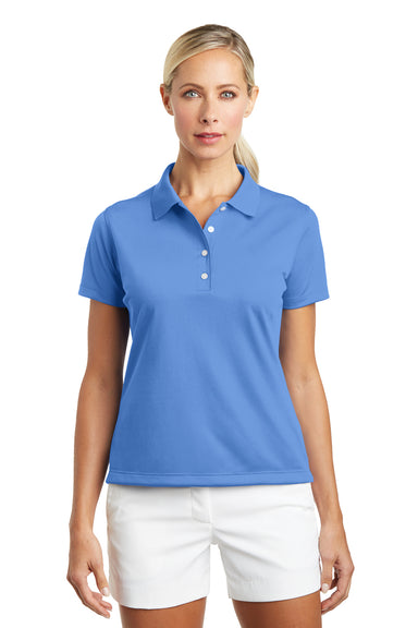 Nike 203697 Womens Tech Basic Dri-Fit Moisture Wicking Short Sleeve Polo Shirt University Blue Model Front