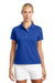 Nike 203697 Womens Tech Basic Dri-Fit Moisture Wicking Short Sleeve Polo Shirt Varsity Royal Blue Model Front