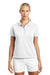 Nike 203697 Womens Tech Basic Dri-Fit Moisture Wicking Short Sleeve Polo Shirt White Model Front