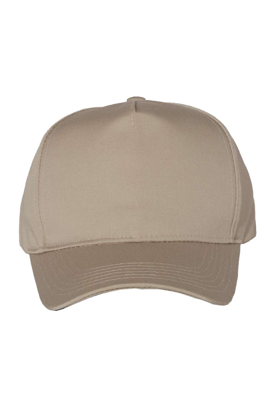 Valucap Hats 8869 Mens 5 Panel Twill Snapback Hat Khaki Brown Flat Front