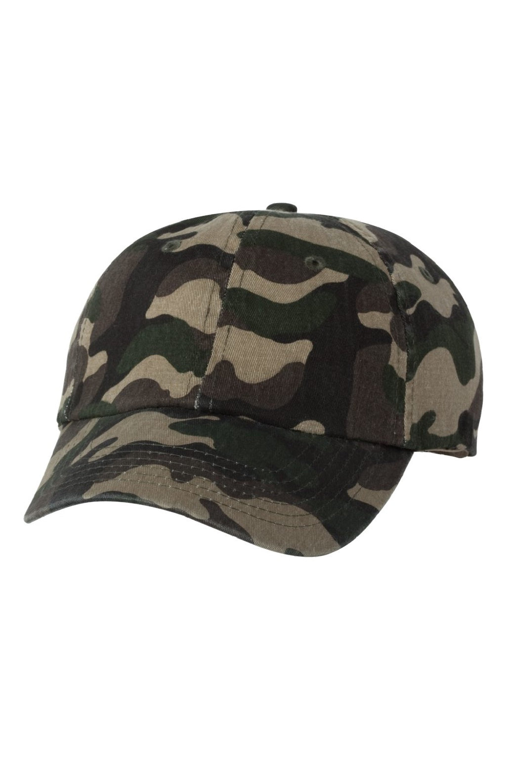 Valucap Hats VC300A Mens Adult Bio-Washed Classic Adjustable Dad Hat Green Camo Flat Front