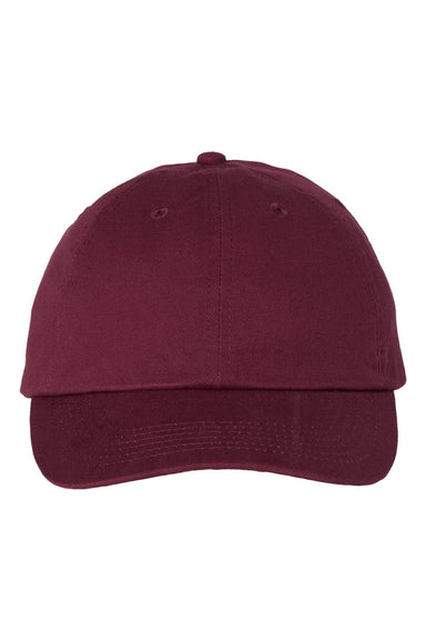 Valucap Hats VC300A Mens Adult Bio-Washed Classic Adjustable Dad Hat Maroon Flat Front