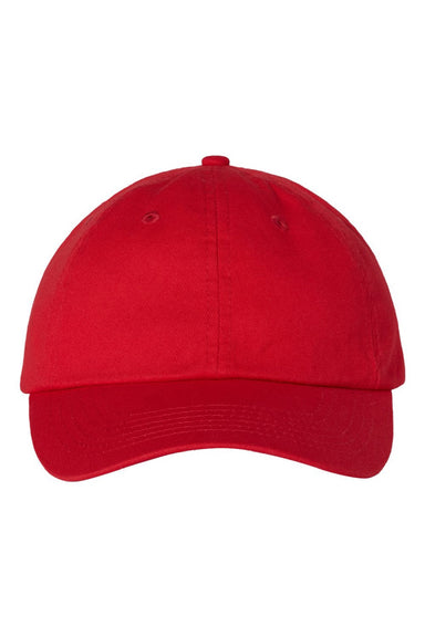Valucap Hats VC300A Mens Adult Bio-Washed Classic Adjustable Dad Hat Red Flat Front