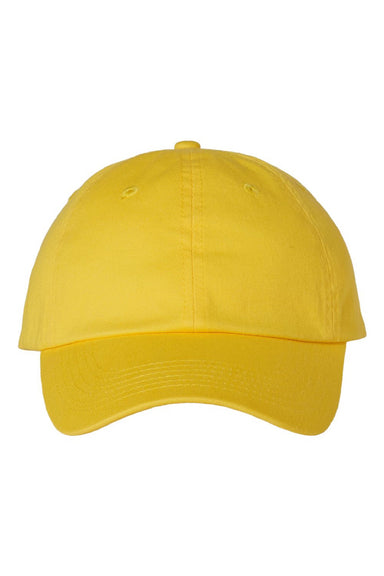 Valucap Hats VC300A Mens Adult Bio-Washed Classic Adjustable Dad Hat Yellow Flat Front