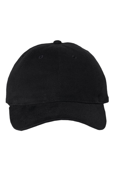 Valucap Hats 9610 Mens Heavy Brushed Twill Adjustable Hat Black Flat Front