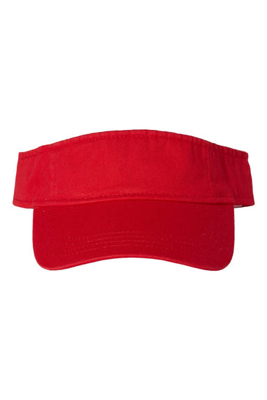 Valucap Hats VC500 Mens Bio-Washed Adjustable Visor Red Flat Front