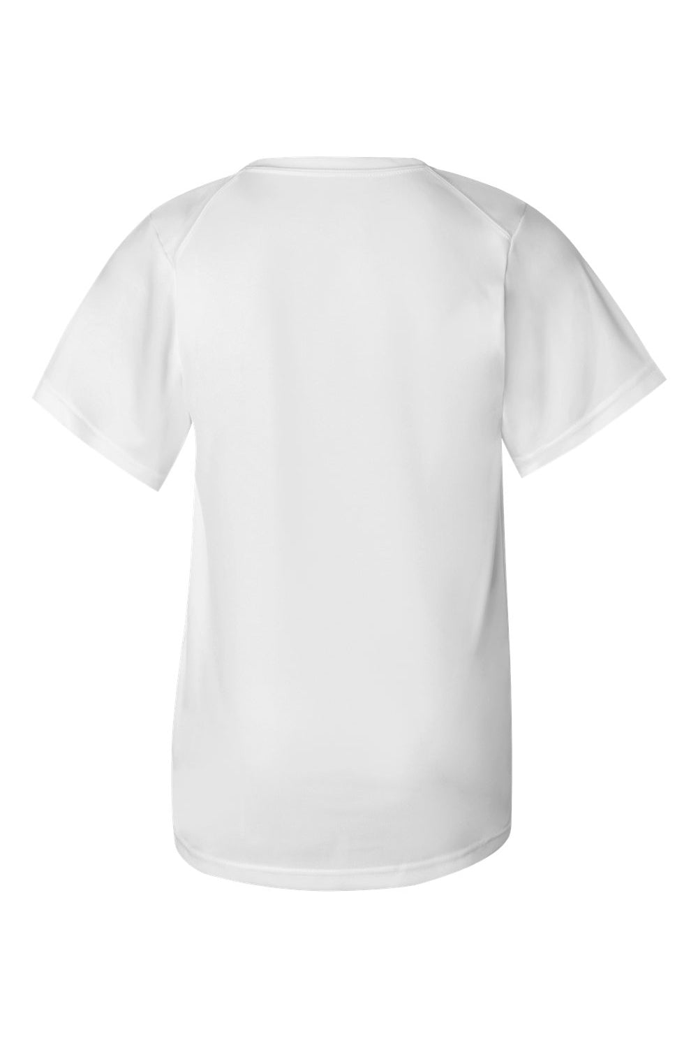 Badger 2120 Youth B-Core Moisture Wicking Short Sleeve Crewneck T-Shirt White Flat Back