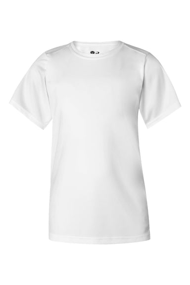 Badger 2120 Youth B-Core Moisture Wicking Short Sleeve Crewneck T-Shirt White Flat Front