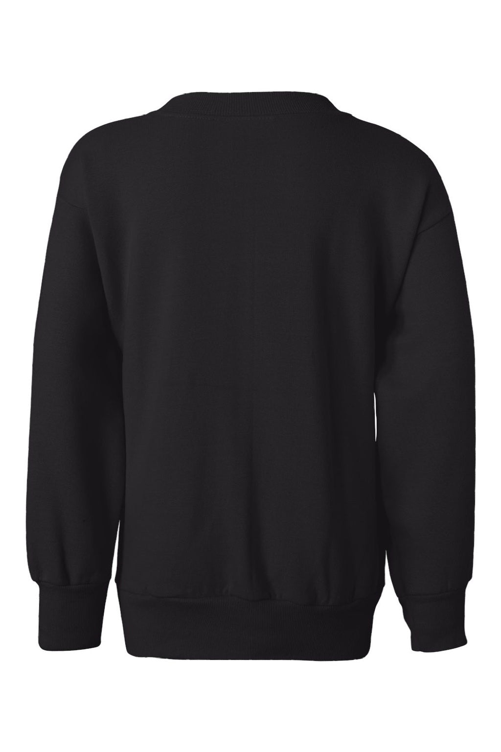 Hanes P360 Youth Ecosmart Crewneck Sweatshirt Black Flat Back
