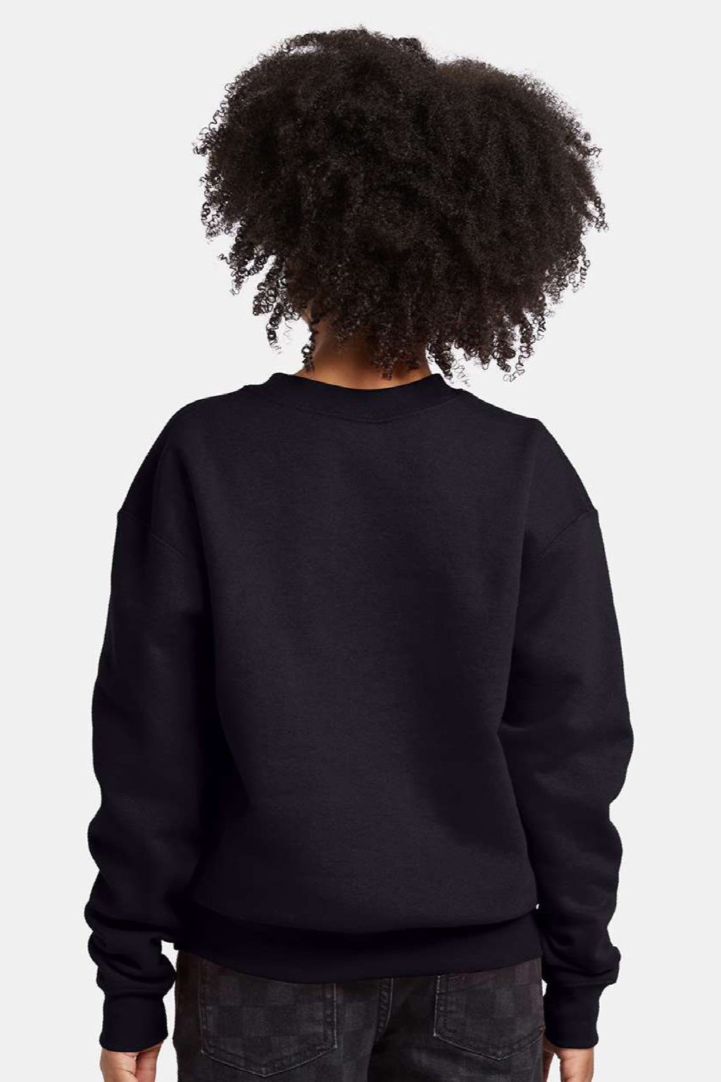 Hanes P360 Youth Ecosmart Crewneck Sweatshirt Black Model Back
