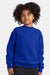 Hanes P360 Youth Ecosmart Pill Resistant Crewneck Sweatshirt Deep Royal Blue Model Front
