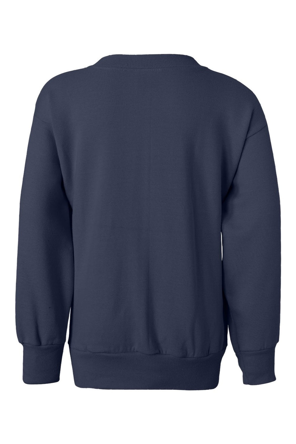 Hanes P360 Youth Ecosmart Crewneck Sweatshirt Navy Blue Flat Back