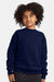 Hanes P360 Youth Ecosmart Crewneck Sweatshirt Navy Blue Model Front