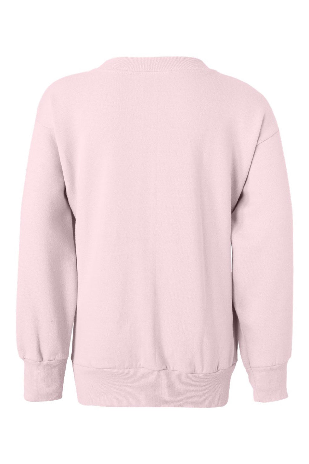 Hanes P360 Youth Ecosmart Crewneck Sweatshirt Pale Pink Flat Back