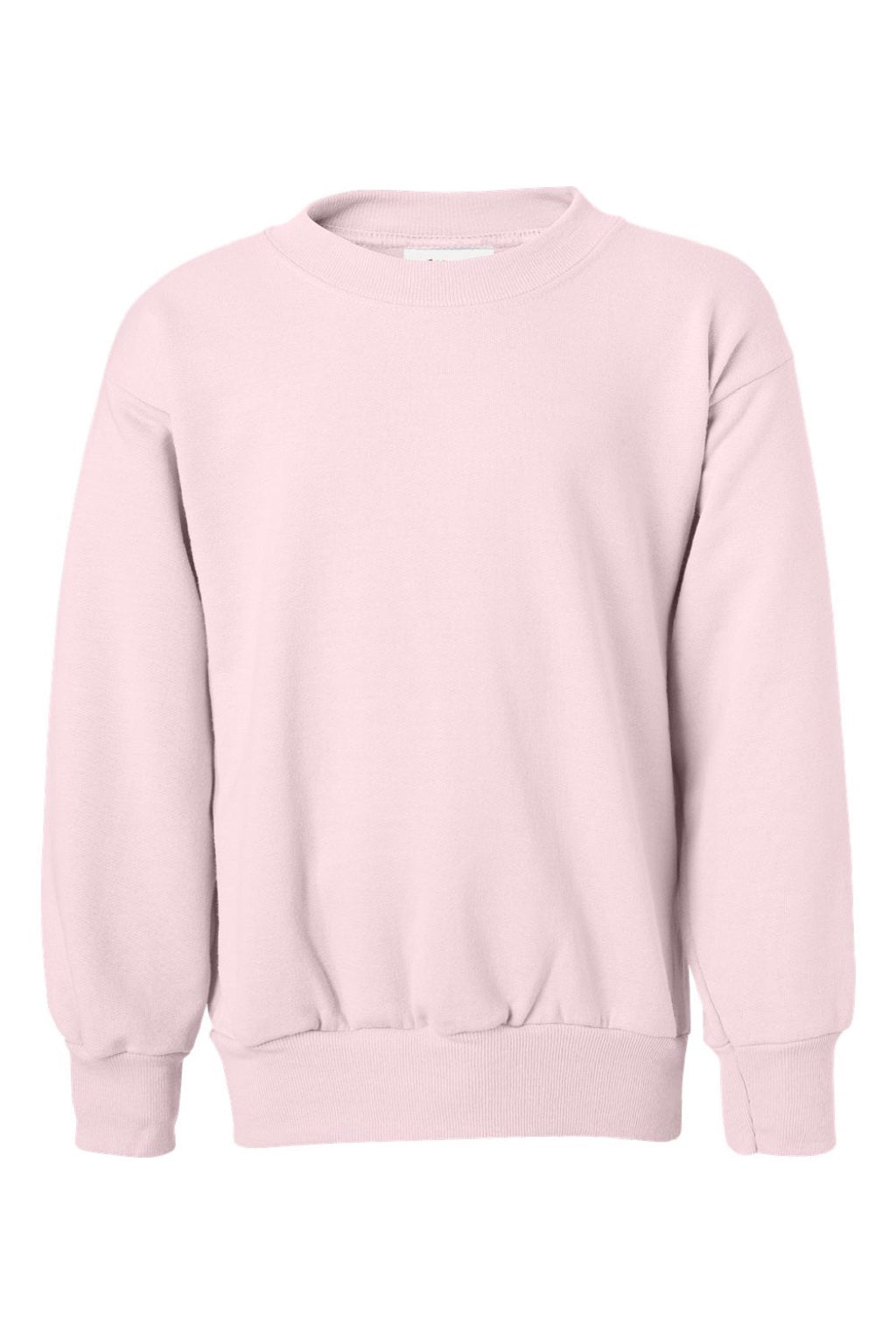 Hanes P360 Youth Ecosmart Crewneck Sweatshirt Pale Pink Flat Front