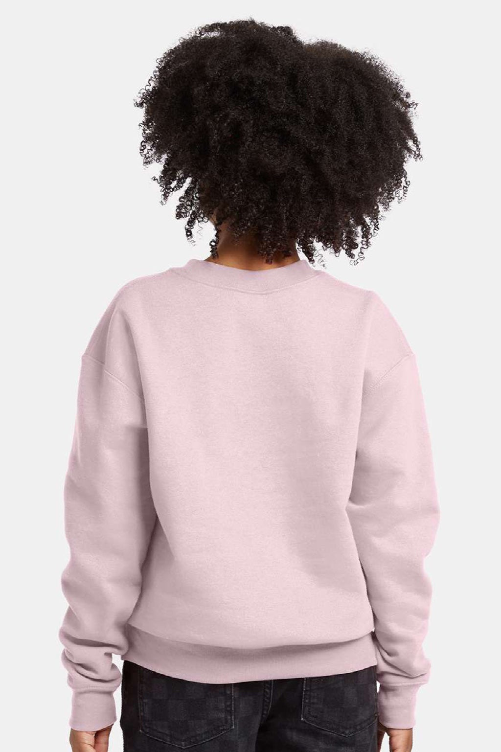 Hanes P360 Youth Ecosmart Crewneck Sweatshirt Pale Pink Model Back