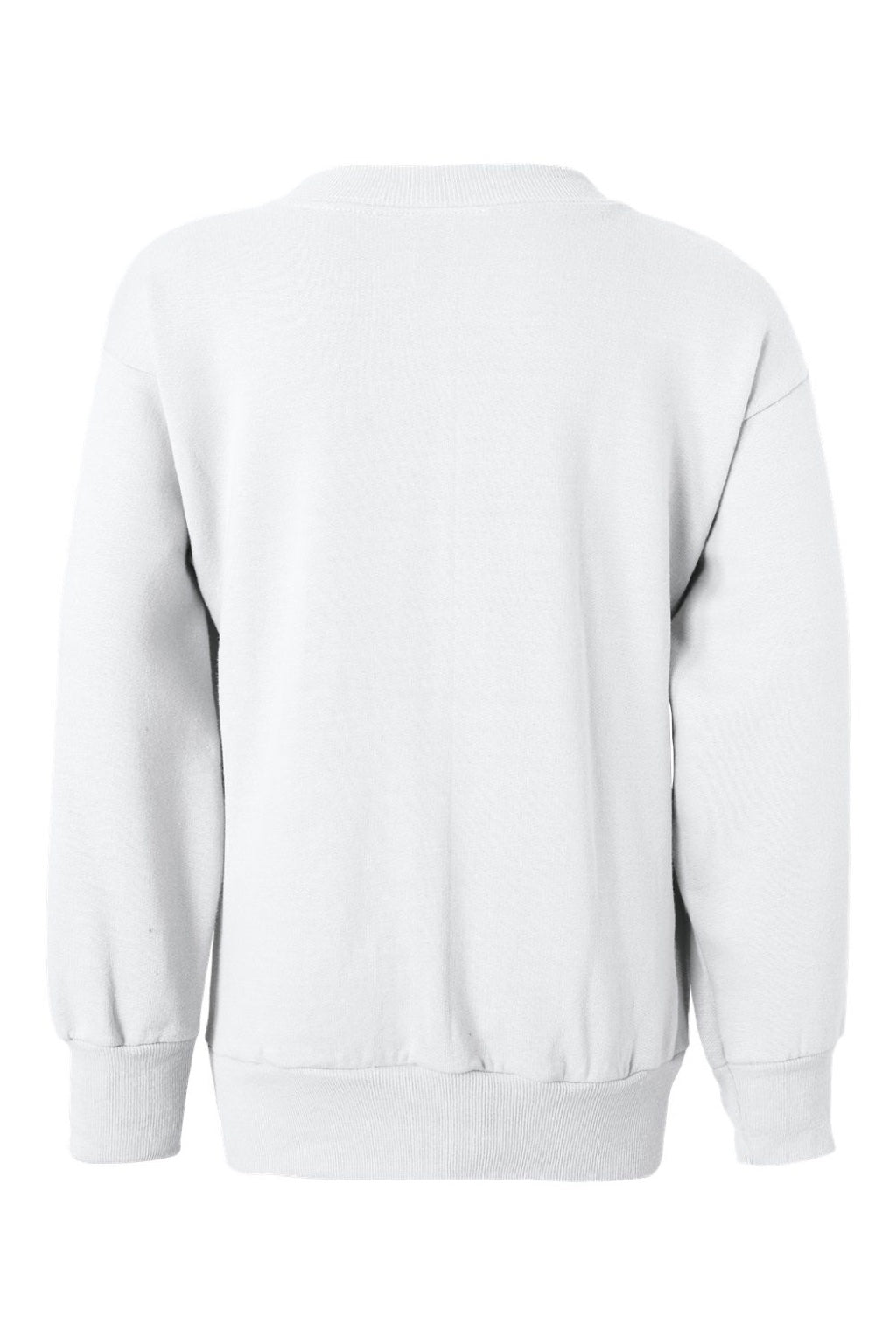 Hanes P360 Youth Ecosmart Crewneck Sweatshirt White Flat Back