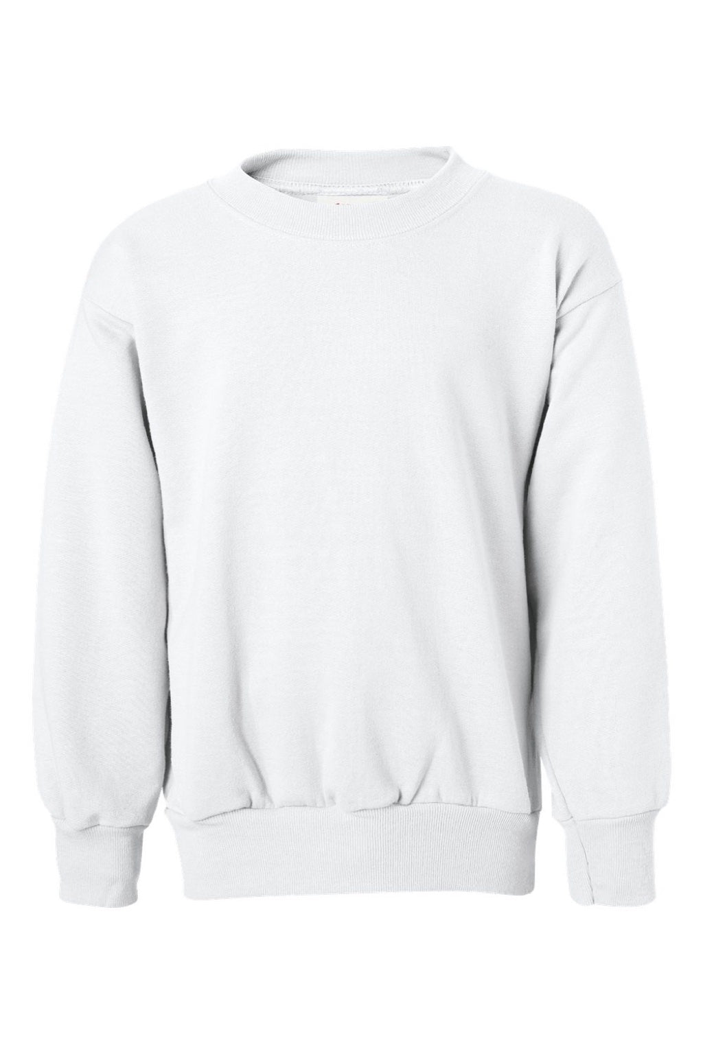 Hanes P360 Youth Ecosmart Crewneck Sweatshirt White Flat Front
