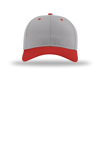 Richardson Hats 212 Mens Pro Twill Snapback Hat Grey/Grey/Red Flat Front