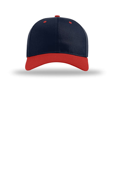 Richardson Hats 212 Mens Pro Twill Snapback Hat Navy Blue/Navy Blue/Red Flat Front